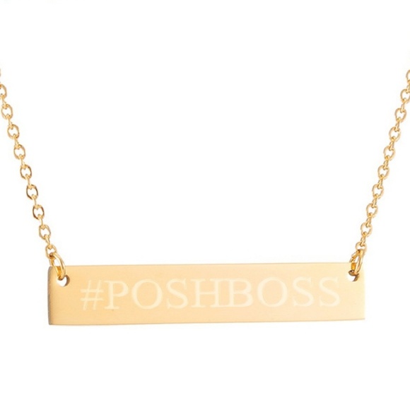 Gold #POSHBOSS Stainless Pendant Necklace - Picture 2 of 3